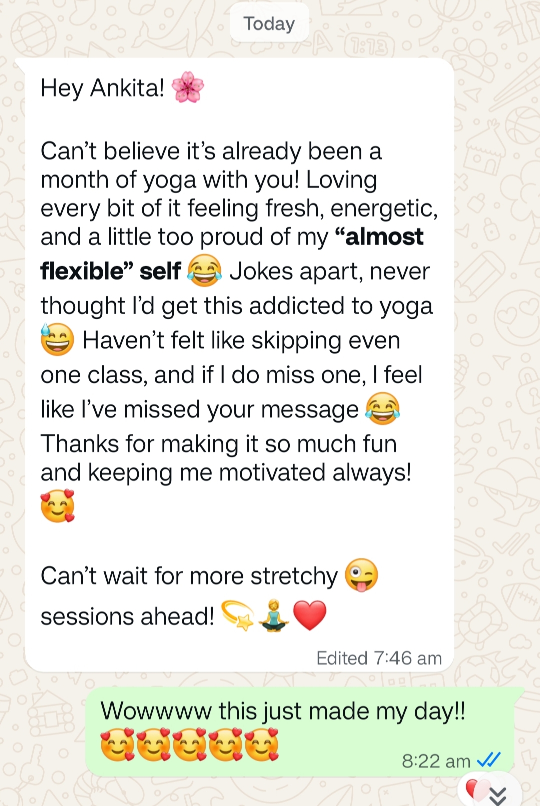 Client message about hormonal imbalance