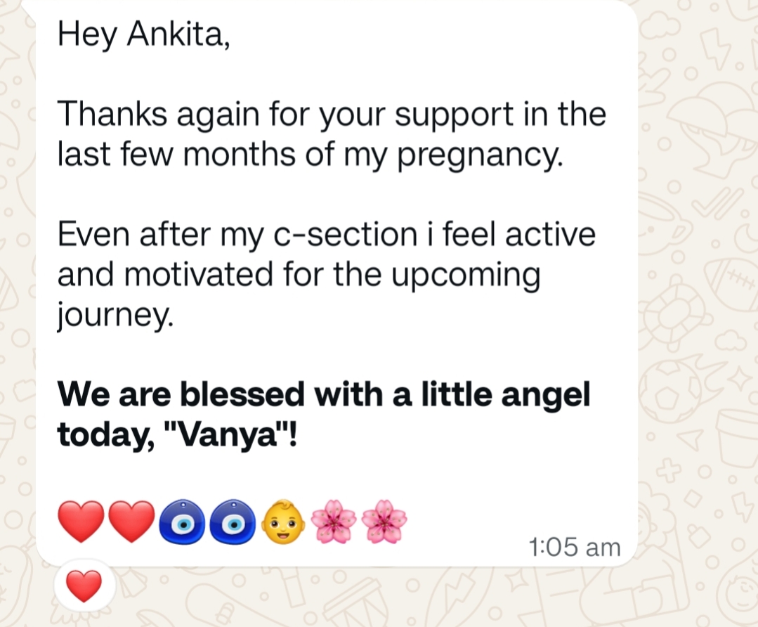 Client message about postnatal recovery