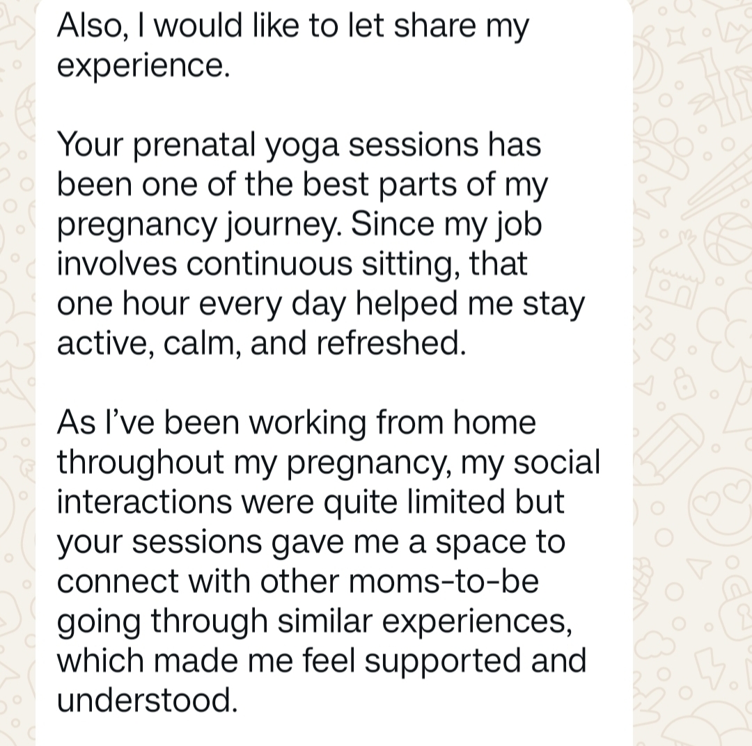 Client message about connecting with other mothers